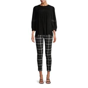 Time & Tru High Rise Millennium Skinny Plaid Pants Black white Size 16 Womens